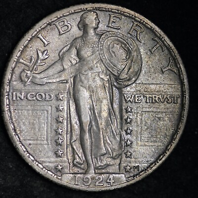#ad 1924 Standing Liberty Silver Quarter CHOICE AU FREE SHIPPING E296 JPA $112.85