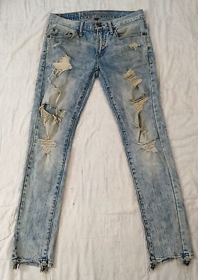 #ad American Eagle AEO Ripped Destroyed Flex Jeans Men 28x30 Distressed Blue Denim $15.75