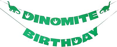 #ad Dinomite Birthday Dinosaur Banner Custom Toddler Milestone Green Glitter Sign $29.94