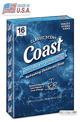 #ad Coast Classic Scent Refreshing Deodorant Soap 16 Bars 4oz Original Antibacteri $24.97