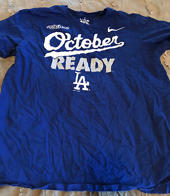 #ad LOS ANGELES DODGERS Baseball 2017 Postseason NIKE Size LARGE Shirt MLB Blue $16.99