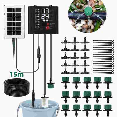 #ad Solar Automatic Plant Waterer Flower Garden Drip Irrigation System Sprinkler Kit $34.99