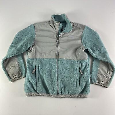 #ad The North Face Jacket Girls Large Full Zip Pockets Turquoise Gray Fleece Youth $14.40