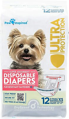 #ad Paw Inspired Disposable Female Dog Diapers XS Ultra Protection Puppy Diapers $18.49