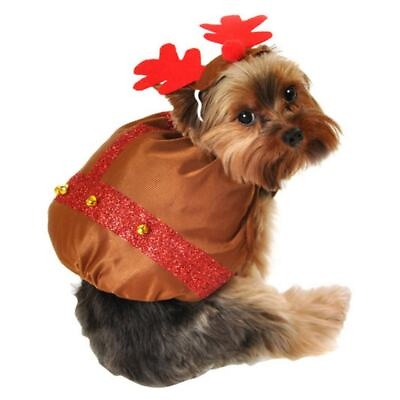 #ad Simply Dog Reindeer Costume Brown Christmas Pet Outfit with Antlers $12.99