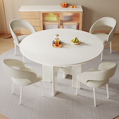 #ad Guyii Round Dining Table Kitchen Table w 4 Chairs Dining Room Table White Table $915.09