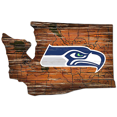 #ad Seattle Seahawks State Distressed Sign Approximately 23quot; x 21quot; $42.00