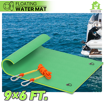 #ad 9x6 ft Green Floating Water Pad Bouncy Tear Resistant 3 Layer XPE Foam Float Mat $182.99