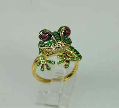 #ad 1.40Ct Round Lab Created Emerald Frog Animal Wedding Ring 14k Yellow Gold Plated $114.79