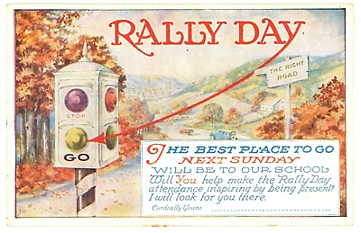#ad Rally Day Stop And Go Sign The Best Place To Go Next Sunday Postcard $29.99