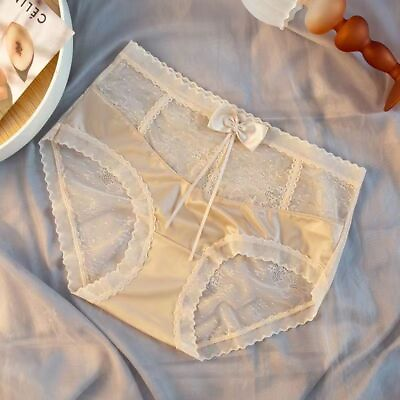 #ad Sexy lace seamless mesh breathable transparent mid rise briefs skin color #P $1.99