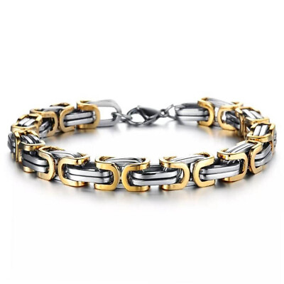 #ad Stainless Steel Byzantine Chain Bracelet Gold Silver Multiple Sizes $11.99