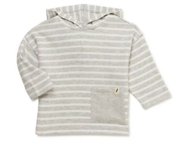 #ad Easy Peasy Baby Long sleeve stripe Hacci Hoodie 3 6 months Gray Stripe SOFT $6.00