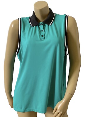 #ad LILLIE GREEN Womens Size XL Sleeveless Stretch Collared Tennis Golf Polo Shirt $13.59