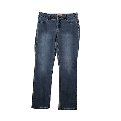 #ad Chico#x27;s Womens Jeans Straight Leg 5 Pocket High Rise Dark Wash Size 1.5 10 $17.99