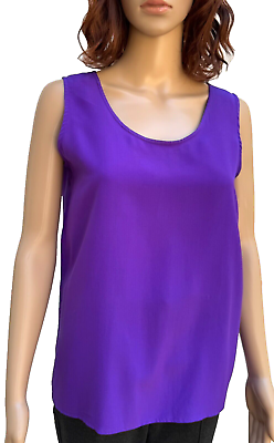 #ad Vtg 90s Cri 100% Silk Purple Lilac Scoop Neck Tank Top Shell Blouse Sz 8 $17.95