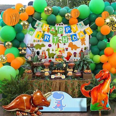 #ad Kids Jungle Safari Party Dinosaur Birthday Deco Balloon Garland Balloon Arch Kit $15.98