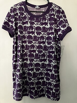 #ad Lularoe Liv XL top purple Funny Fuzzy cats print new with tags $36.00