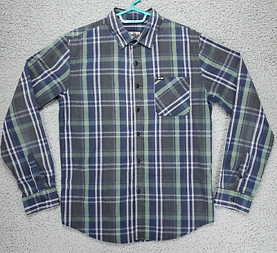 #ad Zoo York Long Sleeve Button Up Shirt Mens M Plaid Blue Green $8.96