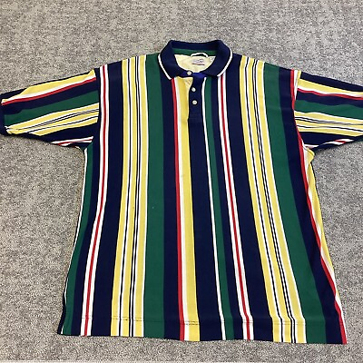 #ad Bugle Boy Company Polo Shirt Mens 2XL Navy Green Rugby Yellow Vintage Red $19.77