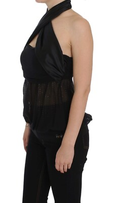 #ad NEW $260 EXTE Top Blouse Black Neck Wrap Party Evening Shirt s. IT38 US XS Italy $14.95