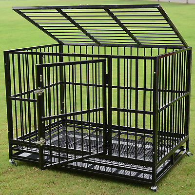 37quot; 42quot; 48quot; Heavy Duty Pet Cage Crate Kennel Metal Dog Playpen Portable w Tray $185.99
