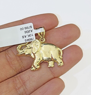 #ad 10K Real Yellow Gold Elephant Charm Pendant Gold 10k $161.00