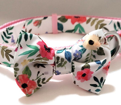 #ad NWT Dog Collar with Bow TOP PAW Pink Yellow Flowers Leaves Size Large 16.75 26quot; $15.00