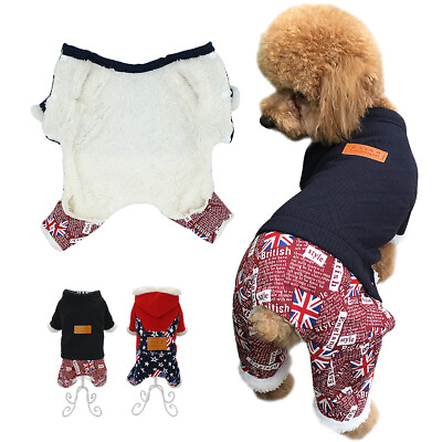 #ad Warm Dog Winter Clothes for Small Medium Dogs Fleece Jumpsuit Puppy Coat Jackets $15.99