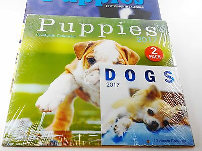 #ad 3 Piece Calendar Bundle Puppies and Dogs 2017 Wall Calendar and Dogs Mini Wall $14.99