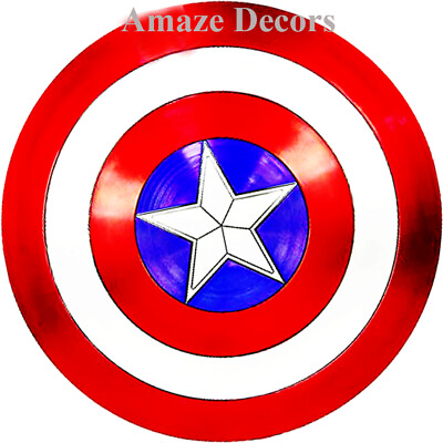 #ad 22quot; Captain America Shield Iron Steel Round Shield Medieval Armor $112.00