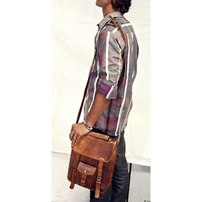 #ad Bags Leather Vintage Brown Soft Messenger Shoulder Laptop Bag Briefcase $41.85
