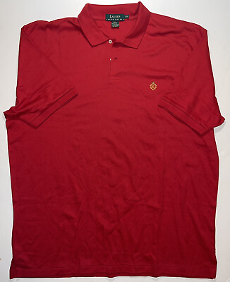 #ad Polo Lauren Ralph Lauren Mens XXL 2XL Crest Logo Red Short Sleeve Shirt RARE USA $29.99