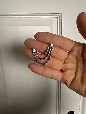 #ad Double Two Piercing Earring Lab Grown Diamond Triple Chain Drop Wrap Earring S $649.00