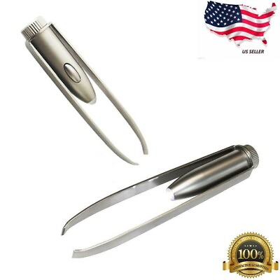 #ad New 2x Portable Tweezer With LED Light Hair Removal Eyebrow Beauty Make Up Tool $4.99