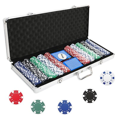 #ad Koreyosh 500PCS Poker Chip Set Texas Holdem Blackjack Cards Game w Aluminum Case $52.99
