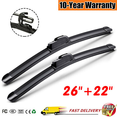 #ad Front LeftRight Windshield Wiper Blades Window Frameless Wipers 26quot;amp;22quot; J Hook $7.35