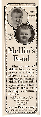 #ad 1923 MELLIN#x27;S Baby Food cute babies Vintage Print Ad $8.95