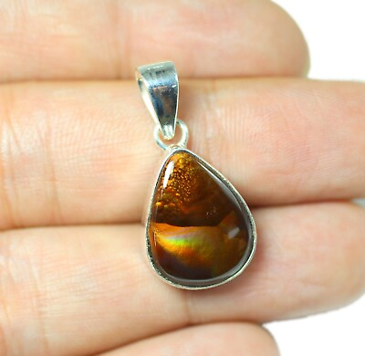 #ad Mexican Fire Agate Silver Pendant Gemstone Fire Agate 925 Sterling Silver $70.99