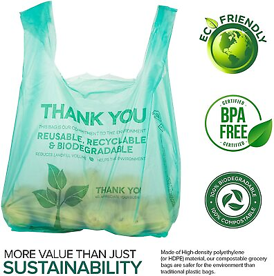 100 Pack 1 6 Size Biodegradable Shopping Grocery T Shirt Reusable Plastic Bag $21.99