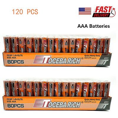 #ad 12 24 60 120 Pack AAA Batteries Extra Heavy Duty1.5v Lots New Fresh US Seller $5.40