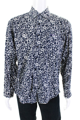 #ad Paul Smith Mens Floral Print Buttoned Long Sleeve Collared Top Blue Size EUR42 $52.45