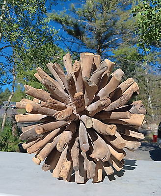 #ad Rustic Driftwood Ball Large 15” Round Natural Live Wood Décor $100 Savings $125.00