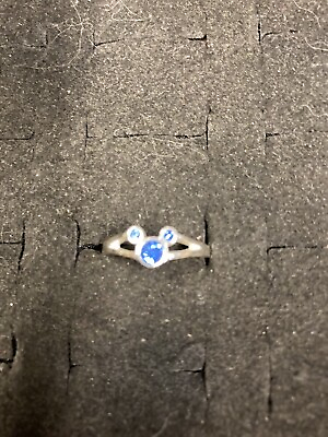 #ad Disney Size 6 Sterling Silver Blue Rhinestone Mickey Mouse Ring $50.00