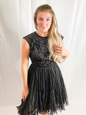 #ad Elegant black beaded cocktail dress $30.00