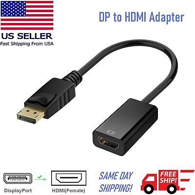 Display Port to HDMI Male Female Adapter Converter Cable DisplayPort DP to HDMI $4.95