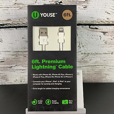 #ad Premium Lightning Cable Youse 6ft White $4.99