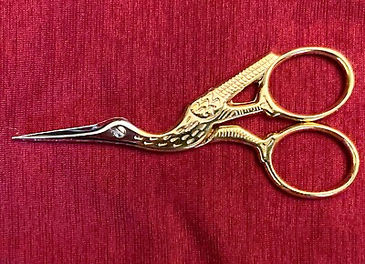 #ad Gingher Gold Stork Embroidery Scissors Italy FREE SHIPPING $14.00