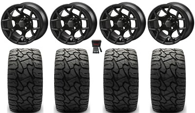 #ad LSI Ninja 14quot; Golf Wheels Matte Black 205x35 X Comp X T Tires Yamaha $971.60