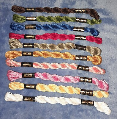 #ad DMC Cotton Pearl #5 Embroidery Floss Thread 25m 10 VTG Skeins Lot #B5 $15.99